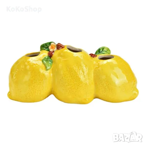 Ваза Три лимона 24х9х10 см. декоративна керамична ваза, снимка 2 - Вази - 50424986
