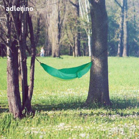 Хамак, люлка висящо легло, къмпинг люлка, хамак за пикник, хамак за градина, 200 кг, светло зелен цв, снимка 3 - Градински мебели, декорация  - 34394217