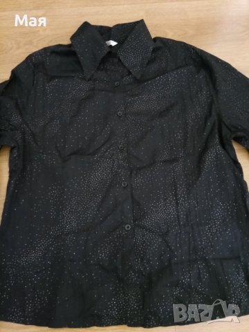 Елегантна черна дамска риза с камъчета, снимка 4 - Ризи - 38844542