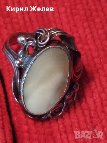 СТАРИНЕН АР НУВО СРЕБЪРЕН ВИСОКА ПРОБА ПРЪСТЕН с ШЛИФОВАН БЯЛ ИВИЧЕСТ АХАТ и ПЕЧАТ на БИЖУТЕРА 34441, снимка 4 - Антикварни и старинни предмети - 39547206