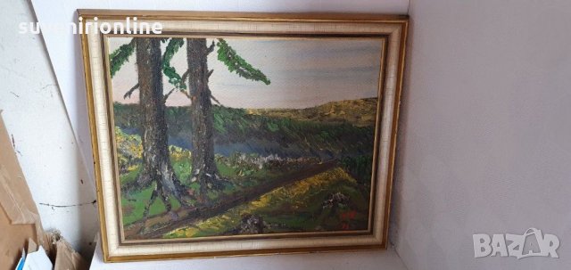 Стара рисувана картина масло на фазер, снимка 2 - Антикварни и старинни предмети - 29872103