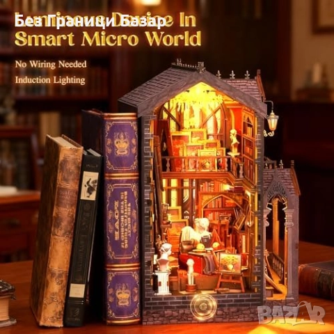 Нова DIY миниатюрна къща арт студио с LED светлина 3D дървен пъзел, снимка 3 - Други - 52821846