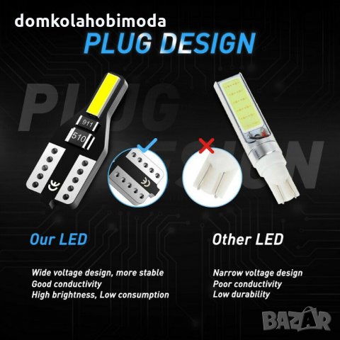 Canbus Т10 COB 7020 SMD LED No error FREE T10, W5W, снимка 2 - Аксесоари и консумативи - 29133836