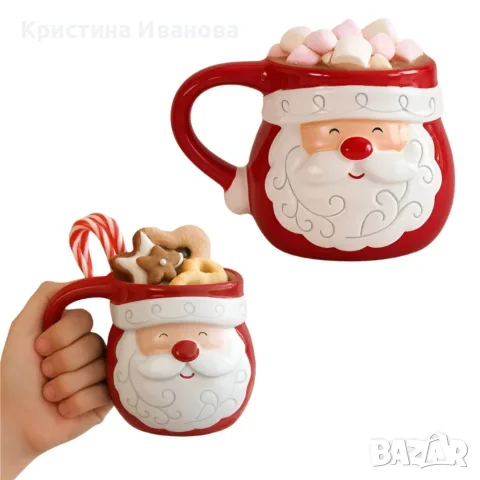 Коледна чаша Дядо Коледа, снимка 7 - Чаши - 56504067