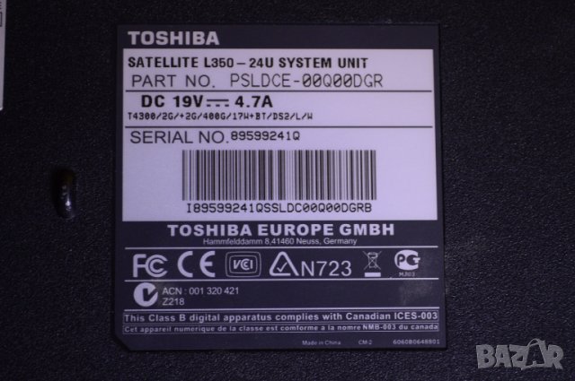 Toshiba l350 24u  Лаптоп без видеокарта за части ремонт, снимка 8 - Лаптопи за дома - 44788929