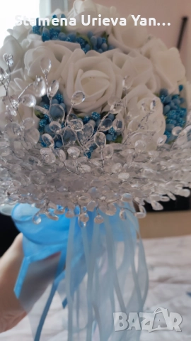 Сватбен букет(ръчно изработен), снимка 7 - Сватбени аксесоари - 51789270