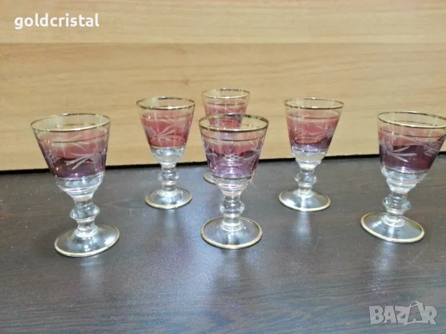 ретро стъклени чаши цветни , снимка 5 - Антикварни и старинни предмети - 48937451