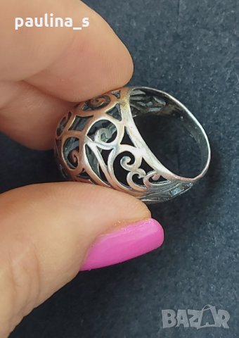 Стар масивен сребърен пръстен, ръчна изработка / проба 925 , снимка 6 - Пръстени - 29849726