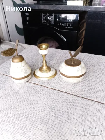 Свещници от месинг и седеф, снимка 2 - Декорация за дома - 50325879