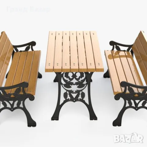 Комплект маса + 2 пейки,градинска мебел, снимка 3 - Градински мебели, декорация  - 48560189
