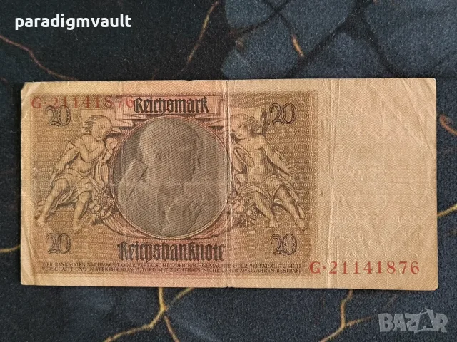 Райх банкнота - Германия - 20 марки | 1929г., снимка 2 - Нумизматика и бонистика - 55779910