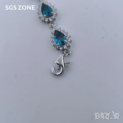 Сребърна Гривна с Топаз London💎, снимка 5 - Гривни - 49931456