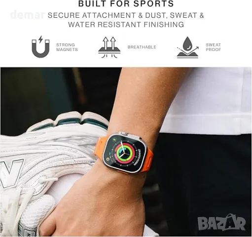 Native Union Active Band, Магнитна 44/45/46 мм двустранна силиконова каишка, за серии 1-9, SE & SЕ2, снимка 4 - Каишки за часовници - 47451401