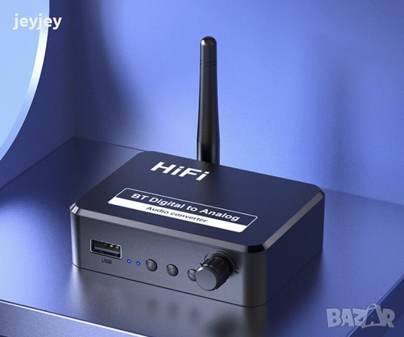 Bluetooth цифров към аналогов аудио конвертор с оптичен вход, снимка 1 - Друга електроника - 40734473