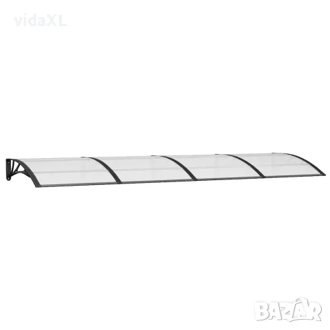 vidaXL Навес за врата, черен, 350x100 см, поликарбонат