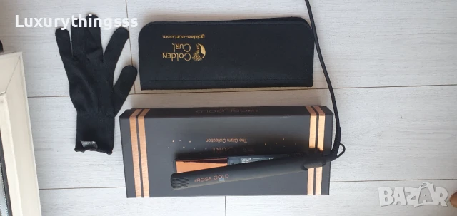 Преса за коса Golden Curl, розово злато, 230 градуса, LED индикация