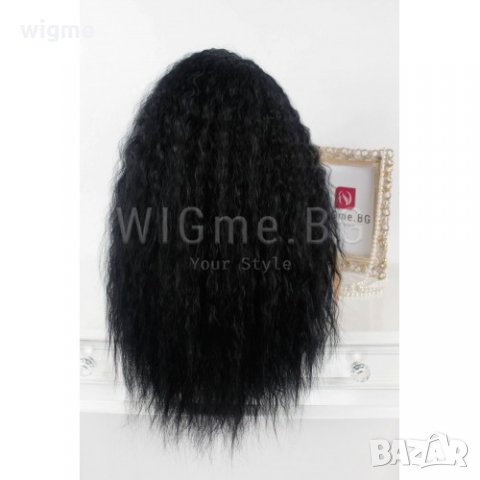 Дълга черна къдрава обемна лейс фронт перука Марсела, снимка 4 - Аксесоари за коса - 35626619