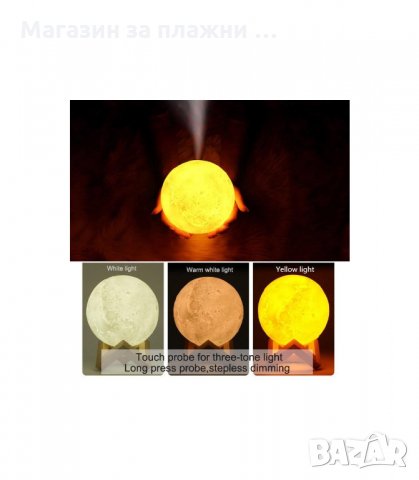 КОМБИНИРАН АРОМАТИЗАТОР И НОЩНА ЛАМПА 3В1 В ТРИИЗМЕРНА, РЕЛЕФНА ФОРМА НА ЛУНА - код 2634, снимка 6 - Овлажнители и пречистватели за въздух - 34188919