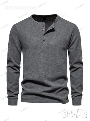 Мъжка тениска с дълги ръкави и четири копчета с гофрирано деколте, 6цвята , снимка 13 - Тениски - 42784166