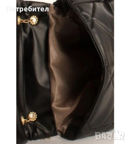 Дамска ватирана мека чанта в стилен дизайн и дръжка тип синджир, снимка 3 - Чанти - 53299143