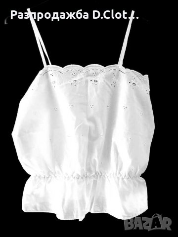 Бял топ с тънки презрамки, снимка 2 - Корсети, бюстиета, топове - 29343869