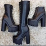 Боти на ток - черна кожа с черно ходило, снимка 7