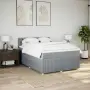 vidaXL Боксспринг легло с матрак, светлосиво, 160x200 см, плат, снимка 3