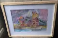 Tower Bridge – оригинална акварелна картина с рамка и паспарту, снимка 2