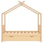 vidaXL Рамка за детско легло с чекмедже, борово дърво масив, 80x160 см, снимка 3