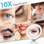 BEAUTURAL преносимо козметично LED огледало за грим/10x увеличени/вакуумна стойка с ключалка 360°, снимка 2