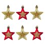 6 броя Комплект коледни Звезди Висулки за елха, Червени и Златни,6см