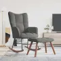 vidaXL Люлеещ стол с табуретка, тъмносив, кадифе, снимка 3
