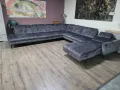 Голям сив П образен ъглов диван от плат с ел. лежанка "LS701521", снимка 3