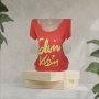 Calvin Klein дамска маркова тениска, S, оранжева с пайети, снимка 1 - Тениски - 36619195