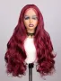 Тъмно червена бордо вълнообразна перука на път с дантела 13*4*1, снимка 5