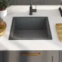 vidaXL Ръчно изработена кухненска мивка, черна, неръждаема стомана, снимка 3