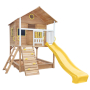 Голяма Детска Къща GINGER HOME с Пясъчник и Пързалка, за Игра на Открито в Двора и Градината, Дървен