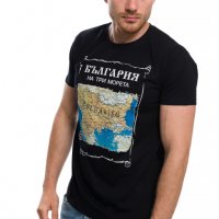 Нова мъжка тениска с трансферен печат България на три морета, карта, снимка 3 - Тениски - 28166870