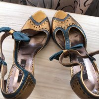 Елегантни сандали на ток, златни и сини, Cristhelen B. , 37 , снимка 4 - Сандали - 36687789