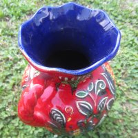 Красива германска ваза или кана, червена със синьо, снимка 2 - Вази - 31802281
