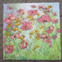 Розови цветя, макове    - Art by MiMa, картина, kartina, painting, снимка 1 - Картини - 30549036