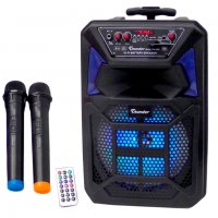 Караоке Тонколона 8 инча Thunder, два Безжични Микрофона, акумулаторна батерия, Bluetooth, FM радио,, снимка 2 - Караоке - 30929285