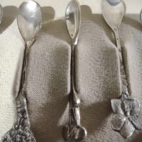 Колекция сребърни лъжици с флорални мотиви., снимка 6 - Други стоки за дома - 42811506