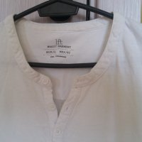 Мъжка бяла памучна блуза с дълъг ръкав М-L, снимка 1 - Блузи - 37323804