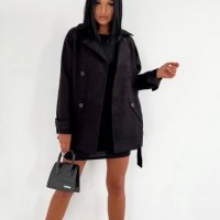 Велурено палто в черно  , снимка 3 - Палта, манта - 41859149