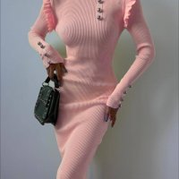 Секси рокля,  с фербули,  цвят розов, снимка 1 - Рокли - 38574134