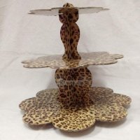 3 етажна Триетажна поставка стойка за мъфини картонена леопардови шарки диви зоо животни, снимка 2 - Други - 37552907