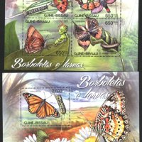 Чисти блокове Фауна Пеперуди 2012 от Гвинея - Бисау, снимка 1 - Филателия - 38367502