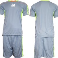 Екип за футбол/ волейбол/ хандбал фланелка с шорти сиво, ел. зелено и оранжево. , снимка 1 - Спортни дрехи, екипи - 37567860