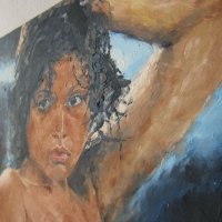 Голяма картина портрет момиче, подпис, снимка 9 - Картини - 31088063